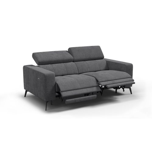 Canapé 3 Places Morello Avec 2 X Relax Zero Gravity, Tissu Gris Foncé