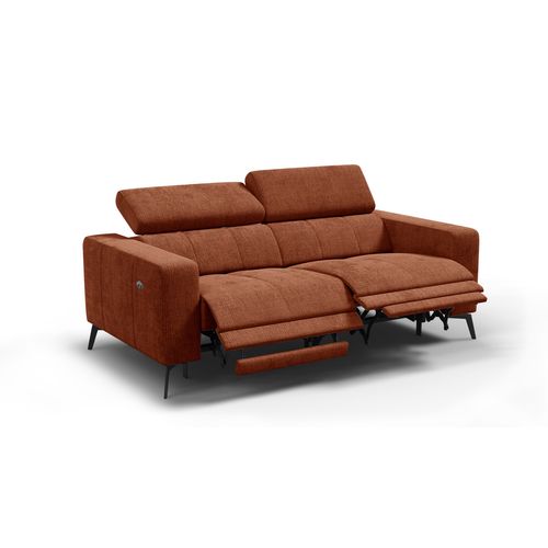 Canapé 3 Places Morello Avec 2 X Relax Zero Gravity, Tissu Orange Foncé