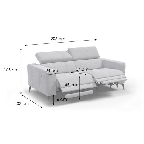 Canapé 3 Places Morello Avec 2 X Relax Zero Gravity, Tissu Olive