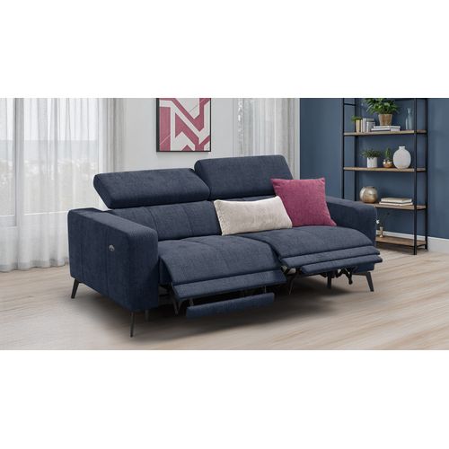 Canapé 3 Places Morello Avec 2 X Relax Zero Gravity, Tissu Bleu Marine