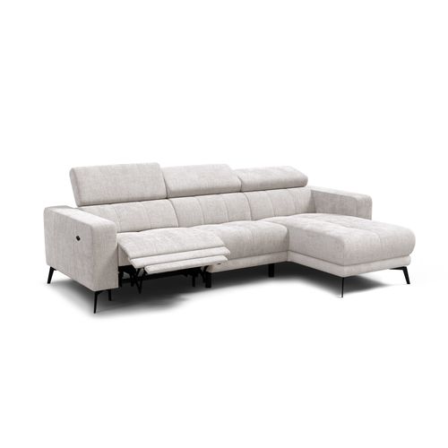 Canapé D'angle 4 Places Morello Avec 1 X Relax Zero Gravity, Tissu Crème