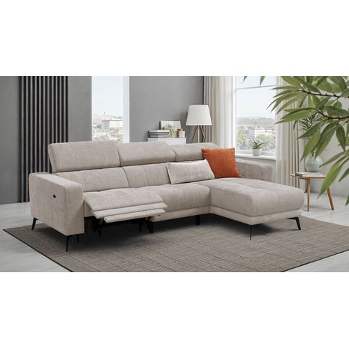 Canapé D'angle 4 Places Morello Avec 1 X Relax Zero Gravity, Tissu Beige