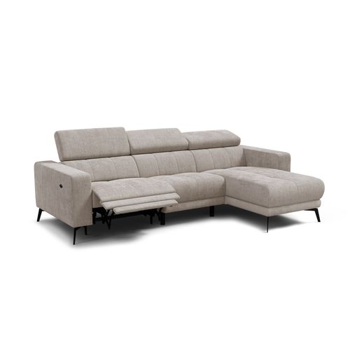 Canapé D'angle 4 Places Morello Avec 1 X Relax Zero Gravity, Tissu Beige