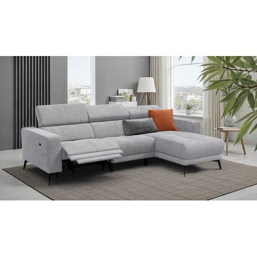 Canapé D'angle 4 Places Morello Avec 1 X Relax Zero Gravity, Tissu Gris Clair