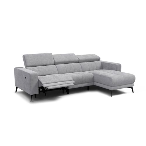 Canapé D'angle 4 Places Morello Avec 1 X Relax Zero Gravity, Tissu Gris Clair