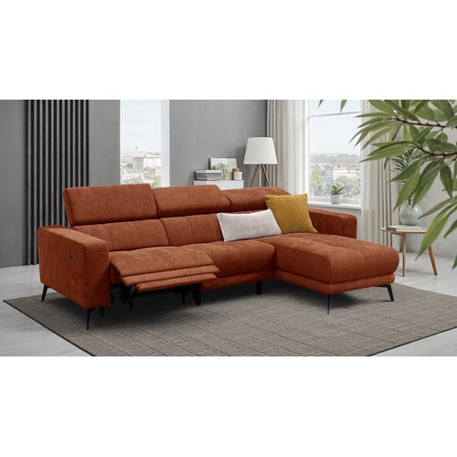 Canapé D'angle 4 Places Morello Avec 1 X Relax Zero Gravity, Tissu Orange Foncé