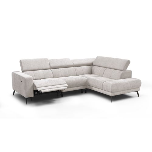 Canapé D'angle 5 Places Morello Avec 1 X Relax Zero Gravity, Tissu Crème