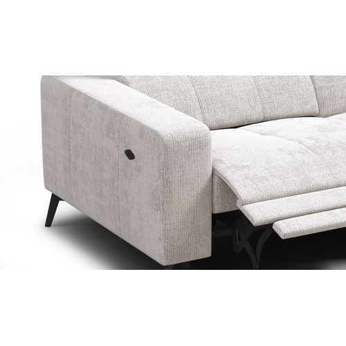 Canapé D'angle 5 Places Morello Avec 1 X Relax Zero Gravity, Tissu Crème