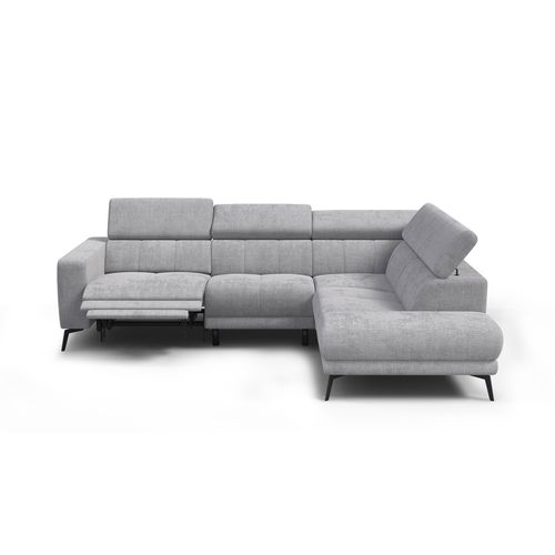 Canapé D'angle 5 Places Morello Avec 1 X Relax Zero Gravity, Tissu Gris Clair