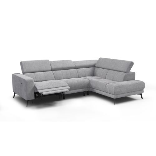 Canapé D'angle 5 Places Morello Avec 1 X Relax Zero Gravity, Tissu Gris Clair