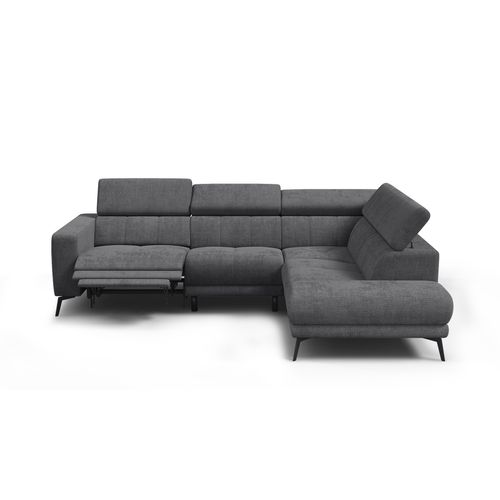 Canapé D'angle 5 Places Morello Avec 1 X Relax Zero Gravity, Tissu Gris Foncé