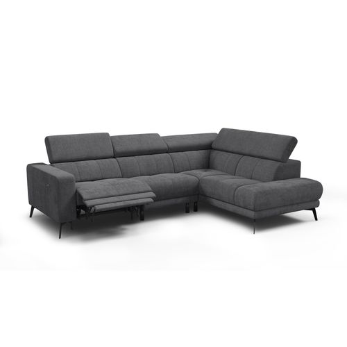 Canapé D'angle 5 Places Morello Avec 1 X Relax Zero Gravity, Tissu Gris Foncé