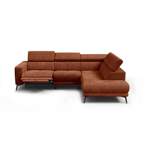 Canapé D'angle 5 Places Morello Avec 1 X Relax Zero Gravity, Tissu Orange Foncé