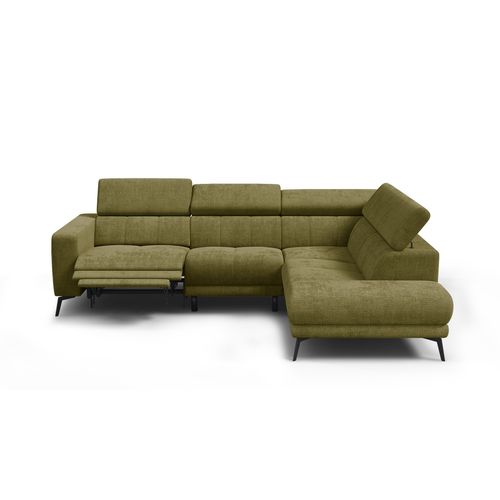 Canapé D'angle 5 Places Morello Avec 1 X Relax Zero Gravity, Tissu Olive