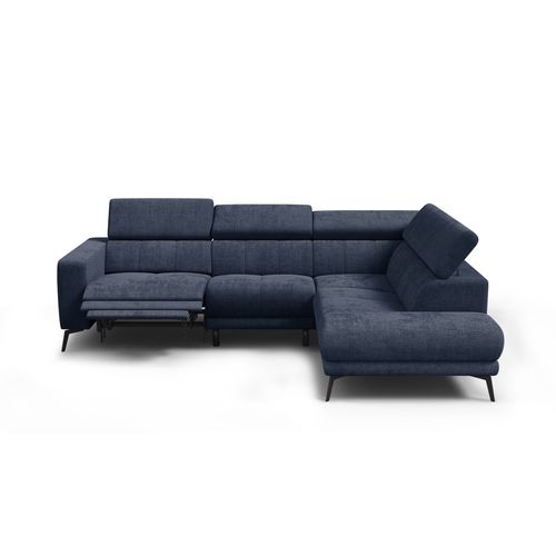 Canapé D'angle 5 Places Morello Avec 1 X Relax Zero Gravity, Tissu Bleu Marine