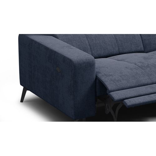 Canapé D'angle 5 Places Morello Avec 1 X Relax Zero Gravity, Tissu Bleu Marine