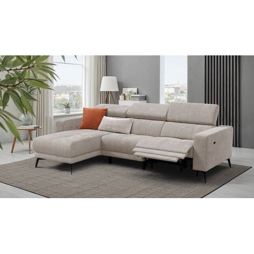 Canapé D'angle 4 Places Morello Avec 1 X Relax Zero Gravity, Tissu Beige