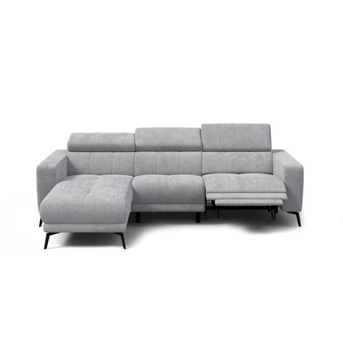 Canapé D'angle 4 Places Morello Avec 1 X Relax Zero Gravity, Tissu Gris Clair