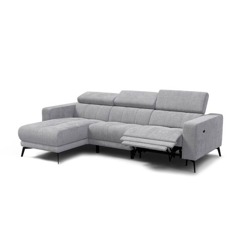 Canapé D'angle 4 Places Morello Avec 1 X Relax Zero Gravity, Tissu Gris Clair
