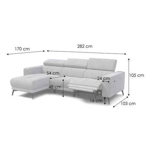 Canapé D'angle 4 Places Morello Avec 1 X Relax Zero Gravity, Tissu Orange Foncé