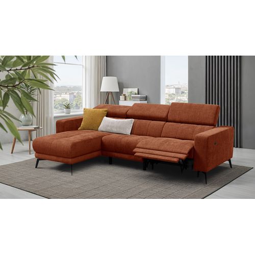 Canapé D'angle 4 Places Morello Avec 1 X Relax Zero Gravity, Tissu Orange Foncé