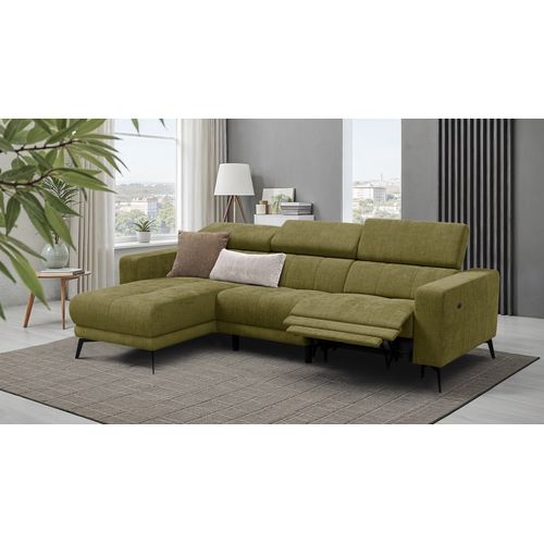 Canapé D'angle 4 Places Morello Avec 1 X Relax Zero Gravity, Tissu Olive