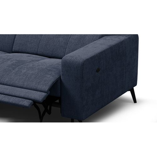 Canapé D'angle 4 Places Morello Avec 1 X Relax Zero Gravity, Tissu Bleu Marine