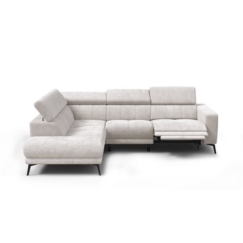 Canapé D'angle 5 Places Morello Avec 1 X Relax Zero Gravity, Tissu Crème
