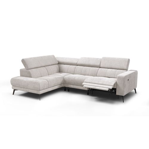 Canapé D'angle 5 Places Morello Avec 1 X Relax Zero Gravity, Tissu Crème