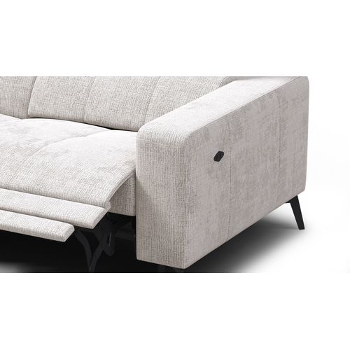 Canapé D'angle 5 Places Morello Avec 1 X Relax Zero Gravity, Tissu Crème