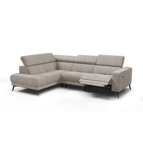 Canapé D'angle 5 Places Morello Avec 1 X Relax Zero Gravity, Tissu Beige