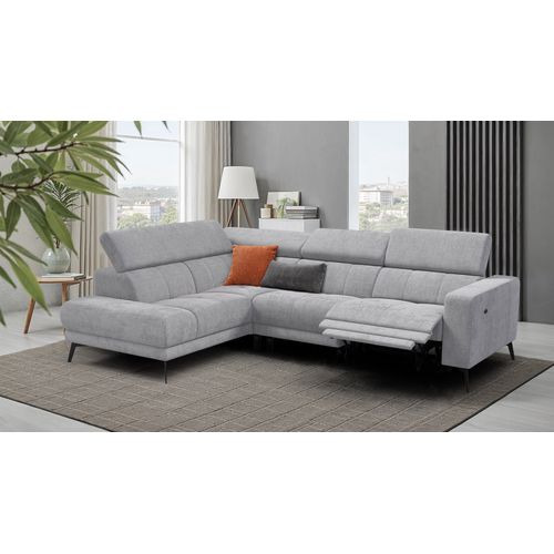 Canapé D'angle 5 Places Morello Avec 1 X Relax Zero Gravity, Tissu Gris Clair