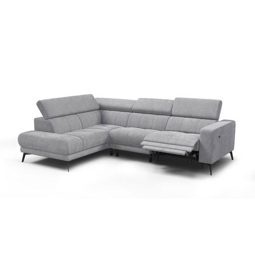 Canapé D'angle 5 Places Morello Avec 1 X Relax Zero Gravity, Tissu Gris Clair