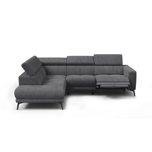 Canapé D'angle 5 Places Morello Avec 1 X Relax Zero Gravity, Tissu Gris Foncé