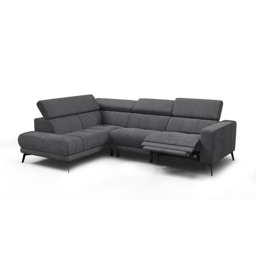 Canapé D'angle 5 Places Morello Avec 1 X Relax Zero Gravity, Tissu Gris Foncé