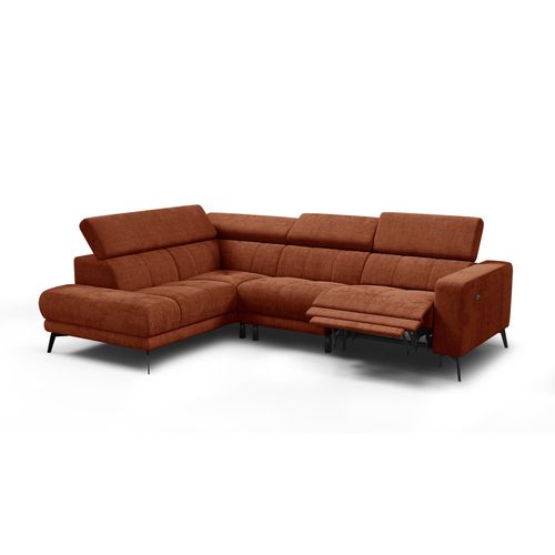 Canapé D'angle 5 Places Morello Avec 1 X Relax Zero Gravity, Tissu Orange Foncé