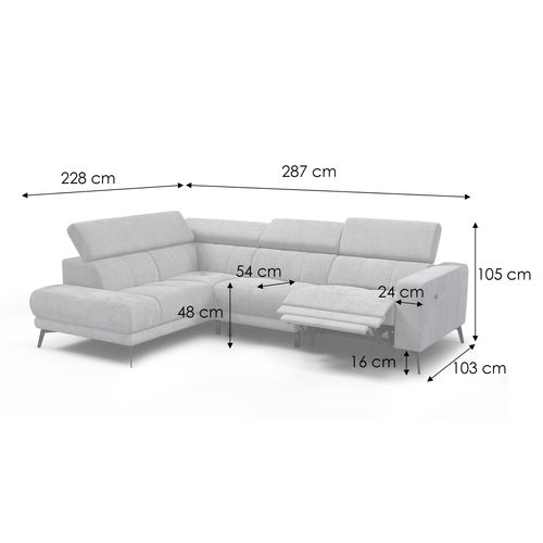 Canapé D'angle 5 Places Morello Avec 1 X Relax Zero Gravity, Tissu Olive