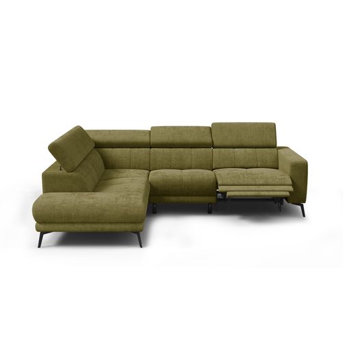 Canapé D'angle 5 Places Morello Avec 1 X Relax Zero Gravity, Tissu Olive