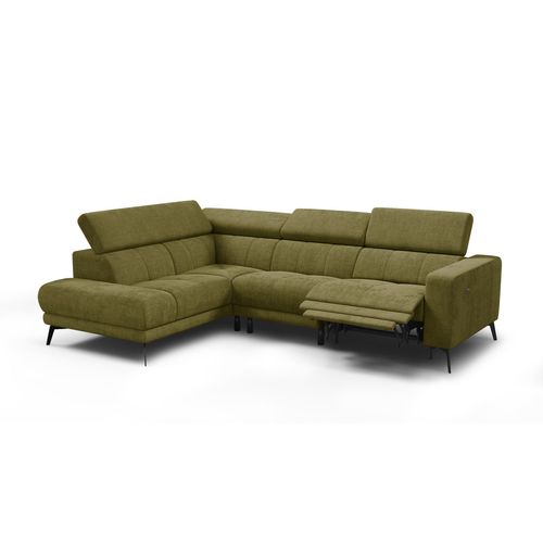 Canapé D'angle 5 Places Morello Avec 1 X Relax Zero Gravity, Tissu Olive