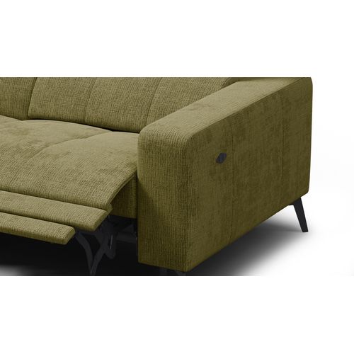 Canapé D'angle 5 Places Morello Avec 1 X Relax Zero Gravity, Tissu Olive