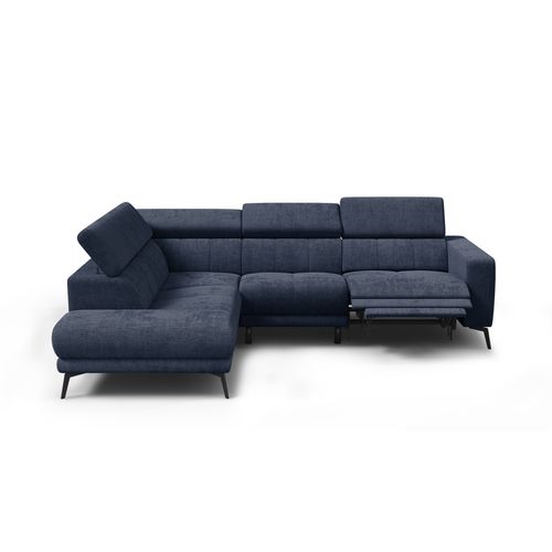 Canapé D'angle 5 Places Morello Avec 1 X Relax Zero Gravity, Tissu Bleu Marine