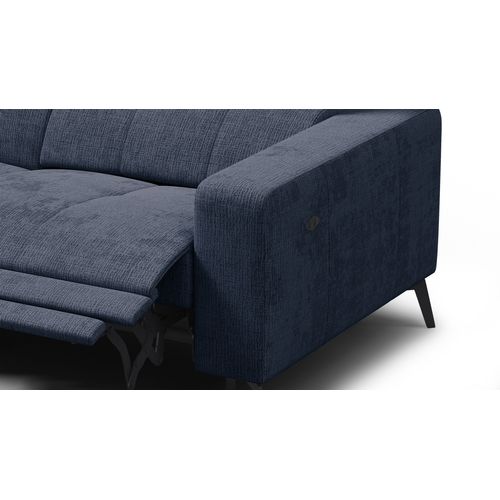 Canapé D'angle 5 Places Morello Avec 1 X Relax Zero Gravity, Tissu Bleu Marine