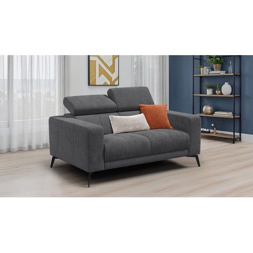Canapé 2 Places Morello, Tissu Gris Foncé