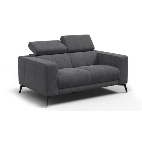 Canapé 2 Places Morello, Tissu Gris Foncé