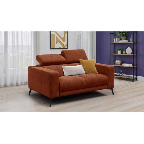 Canapé 2 Places Morello, Tissu Orange Foncé