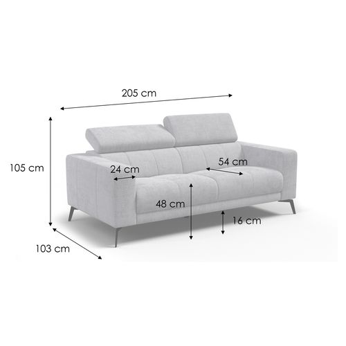 Canapé 3 Places Morello, Tissu Beige