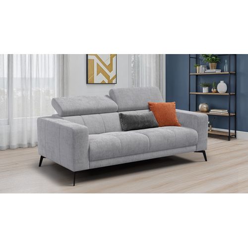 Canapé 3 Places Morello, Tissu Gris Clair