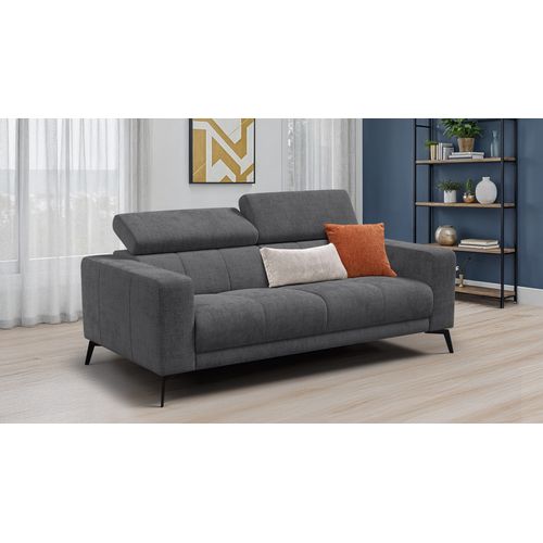 Canapé 3 Places Morello, Tissu Gris Foncé