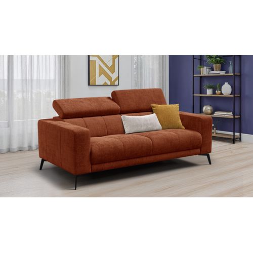 Canapé 3 Places Morello, Tissu Orange Foncé