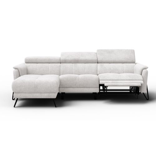 Canapé D'angle 4 Places Roden Avec Relax, Tissu Crème